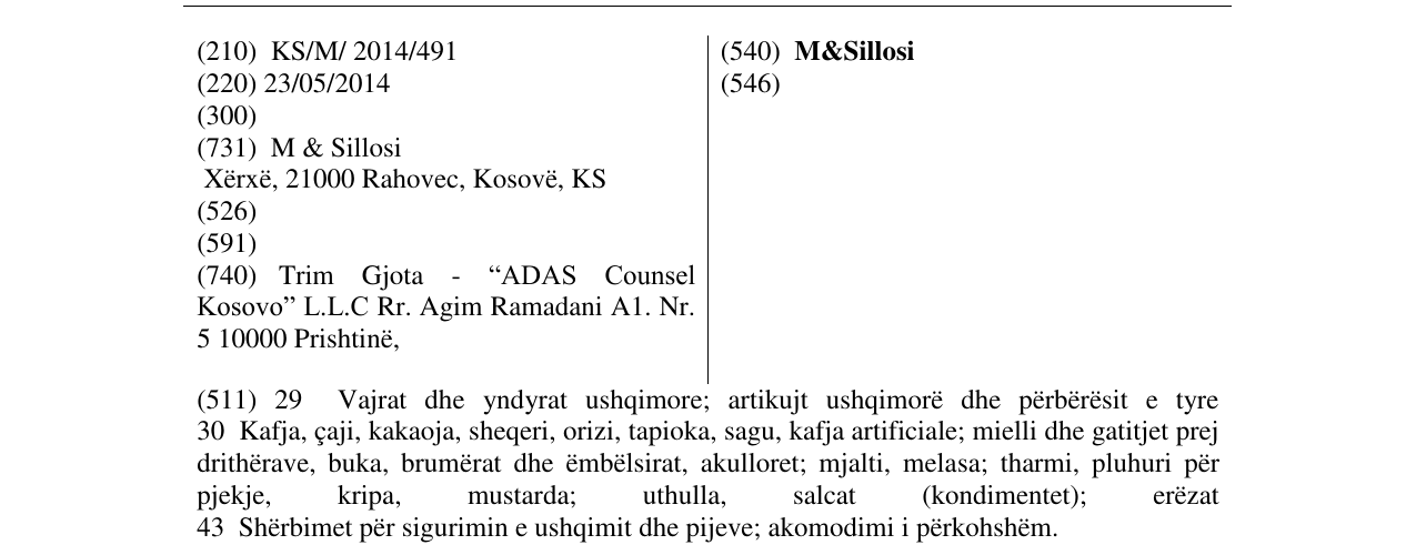 Zëri i markës M&Sillosi në buletin