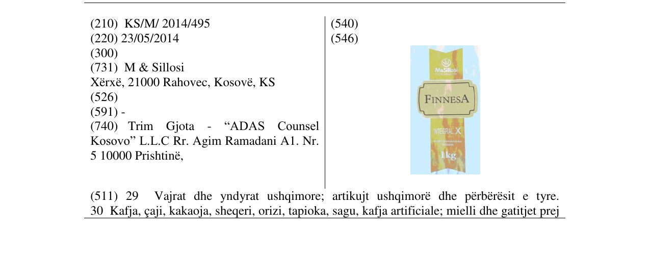 Zëri i markës FINNESA në buletin