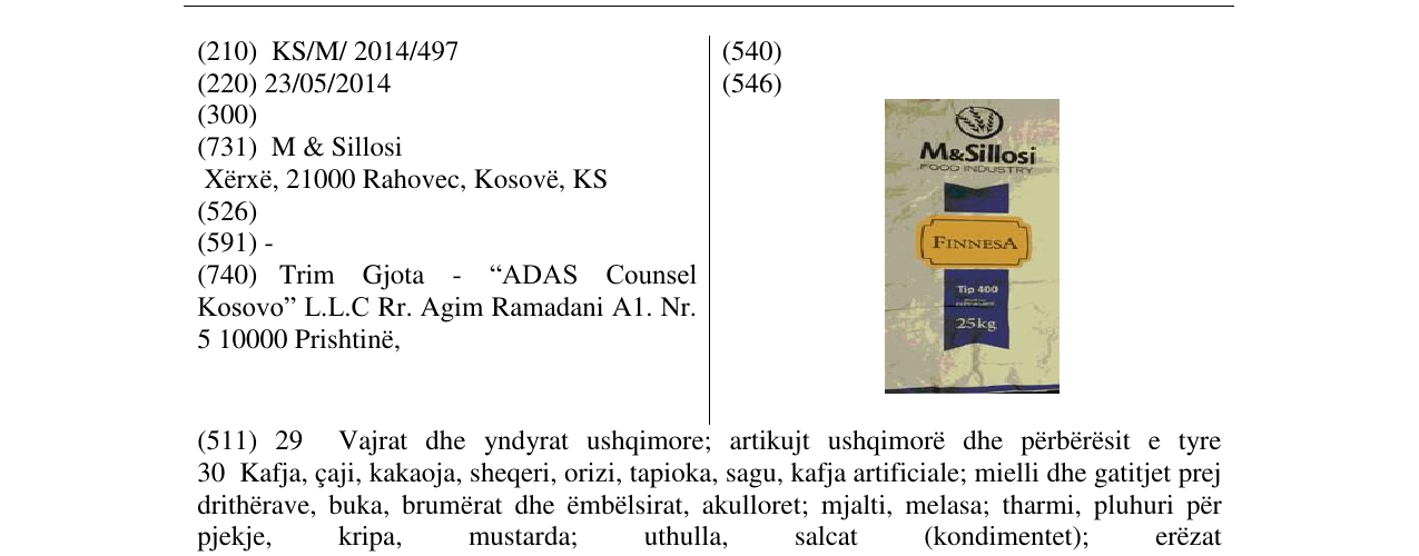 Zëri i markës INNESA Tip 400 në buletin