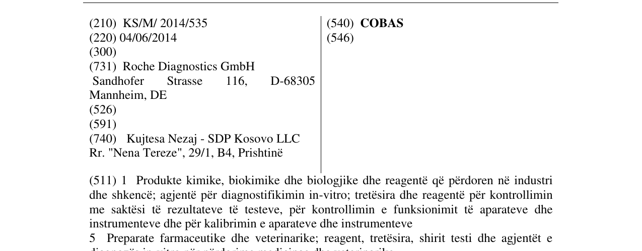 Zëri i markës COBAS në buletin