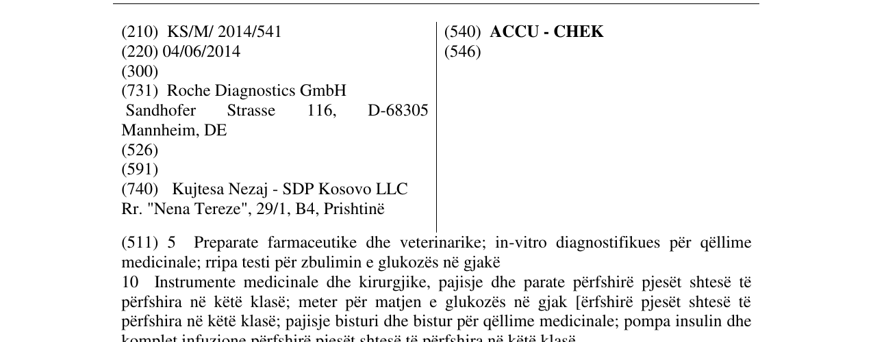 Zëri i markës ACCU - CHEK në buletin