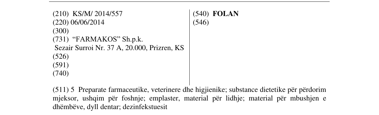 Zëri i markës FOLAN në buletin