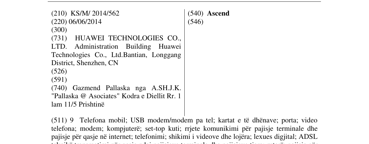 Zëri i markës Ascend në buletin