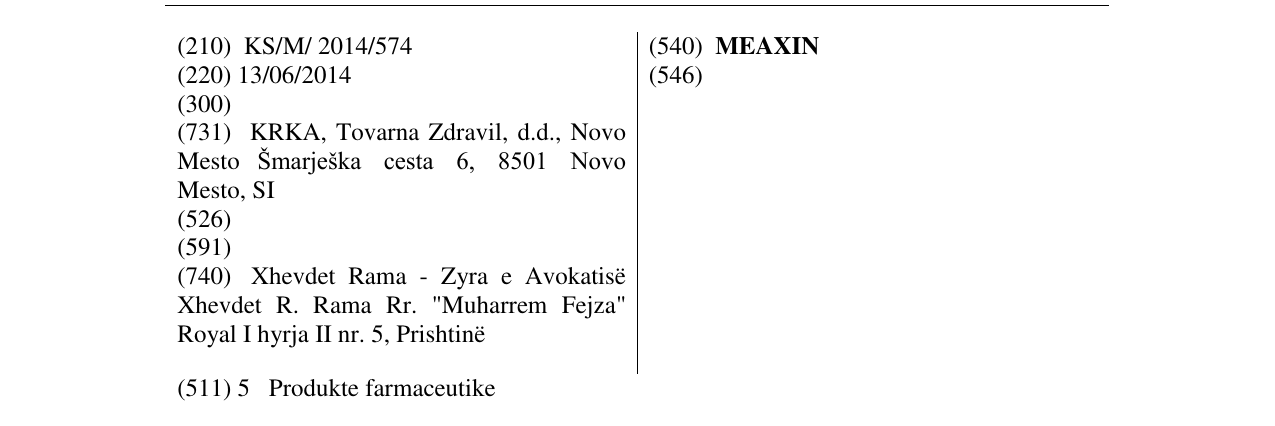Zëri i markës MEAXIN në buletin