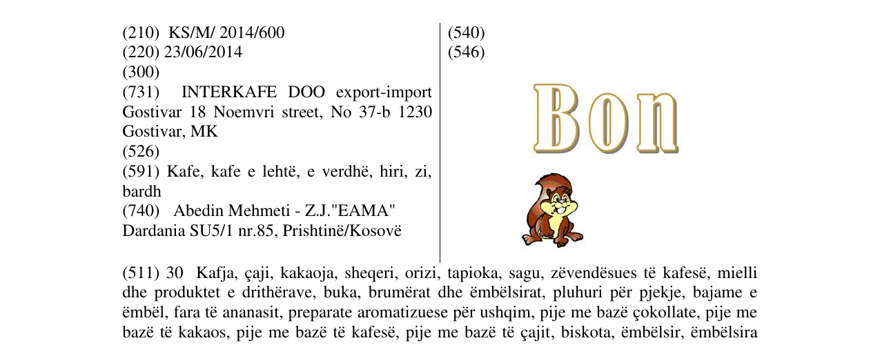 Zëri i markës Bon në buletin