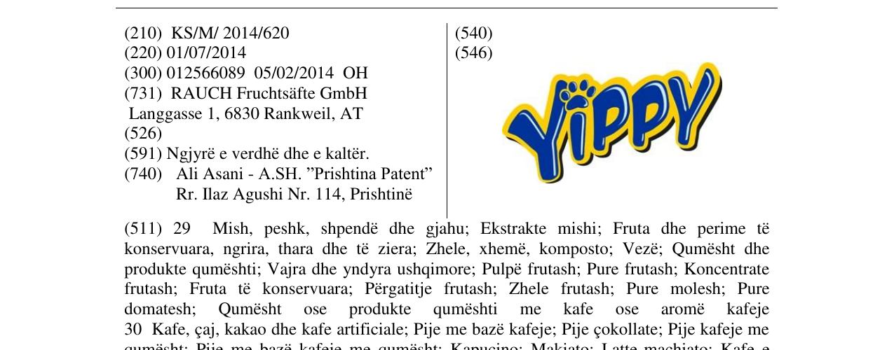 Zëri i markës YIPPY në buletin