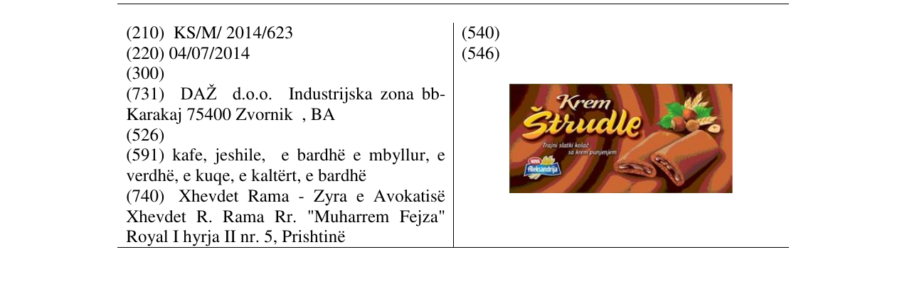 Zëri i markës Krem Štrudle në buletin