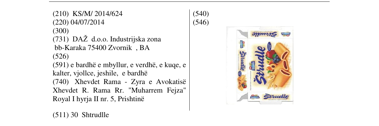 Zëri i markës Štrudle në buletin