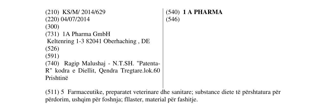 Zëri i markës 1 A PHARMA në buletin