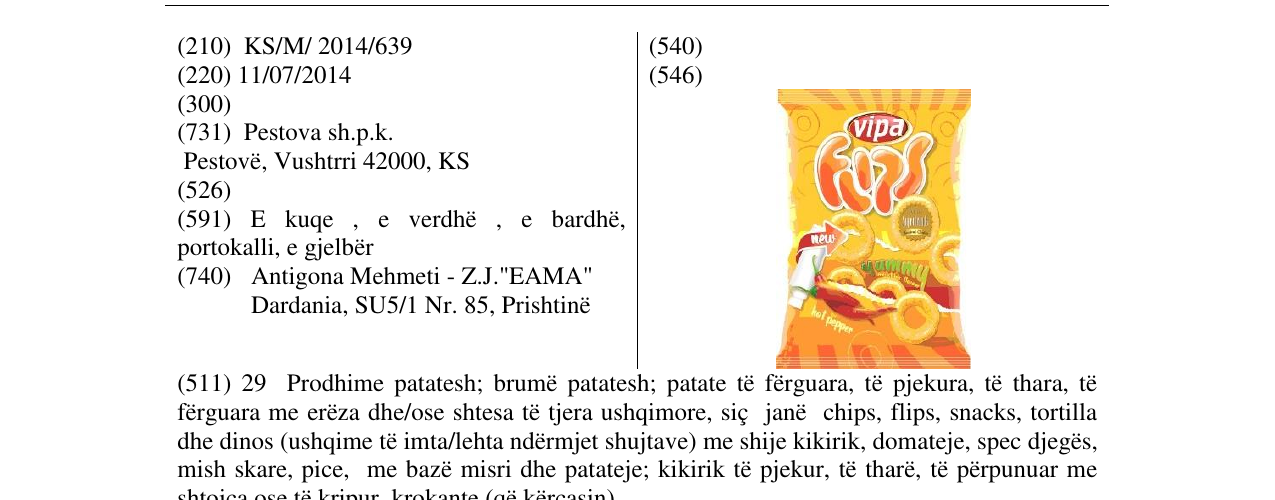 Zëri i markës Vipa në buletin