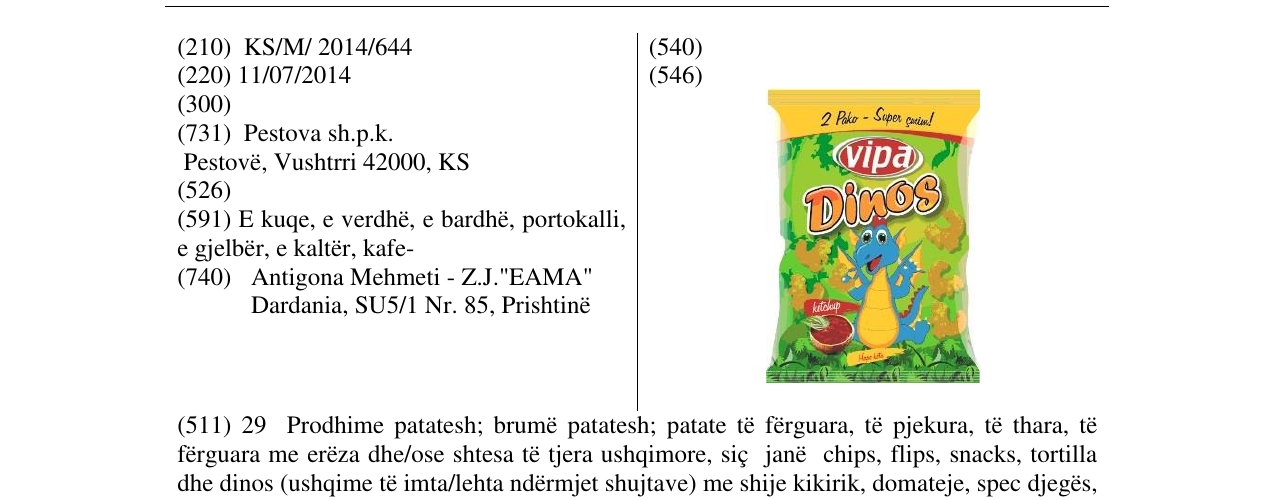 Zëri i markës Vipa Dinos në buletin