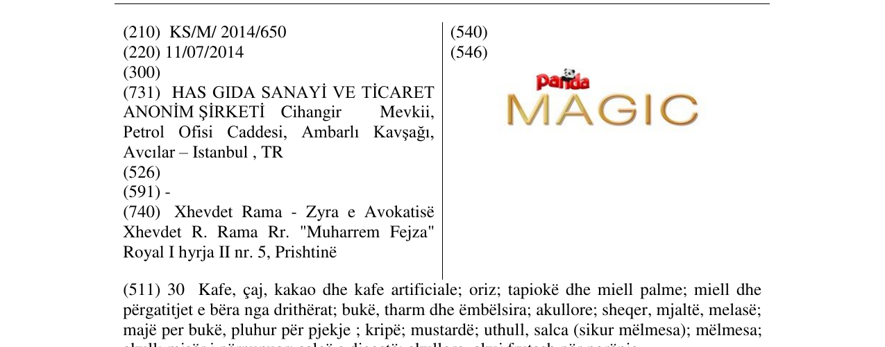 Zëri i markës panda MAGIC në buletin