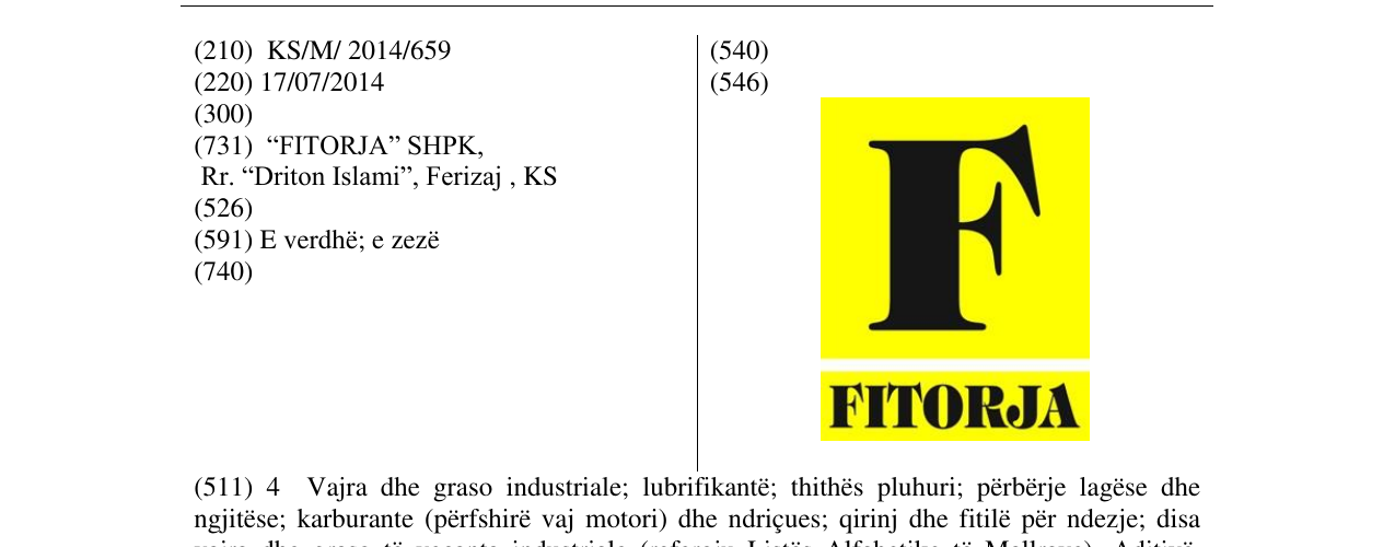 Zëri i markës FITORJA në buletin