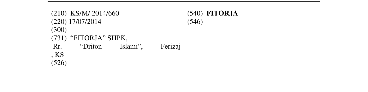 Zëri i markës FITORJA në buletin