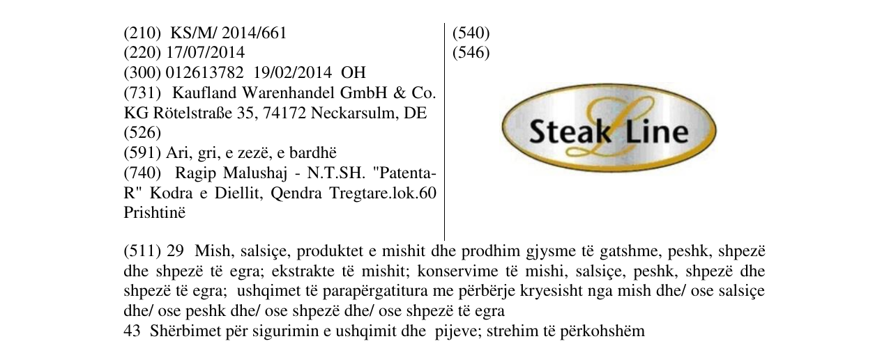 Zëri i markës Steak Line në buletin