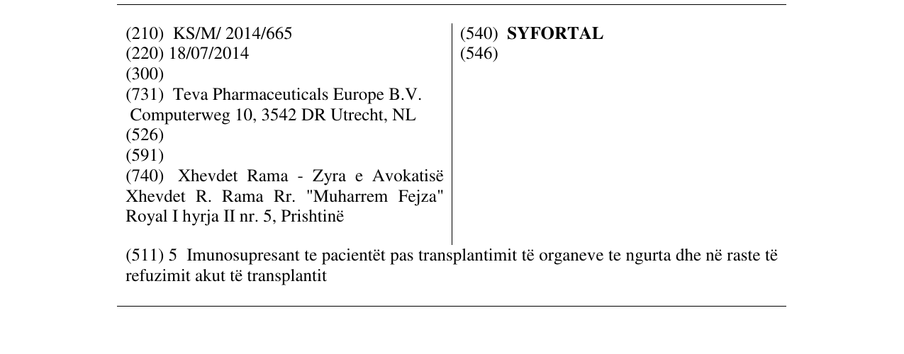 Zëri i markës SYFORTAL në buletin
