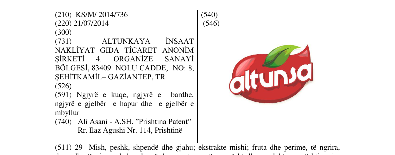 Zëri i markës altunsa në buletin