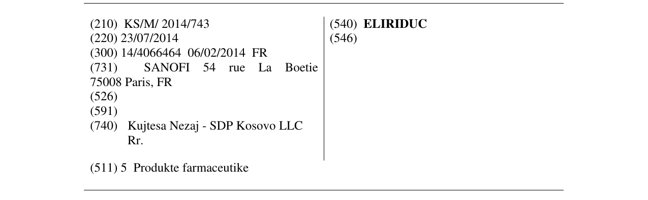 Zëri i markës ELIRIDUC në buletin