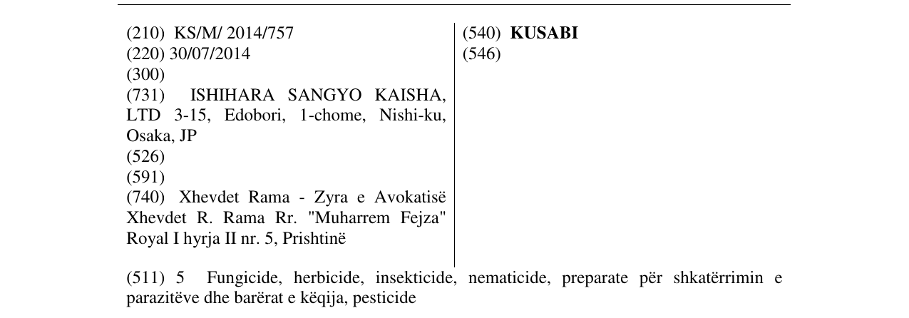 Zëri i markës KUSABI në buletin