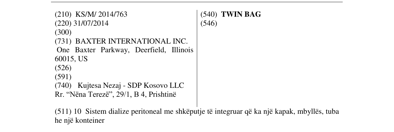 Zëri i markës TWIN BAG në buletin