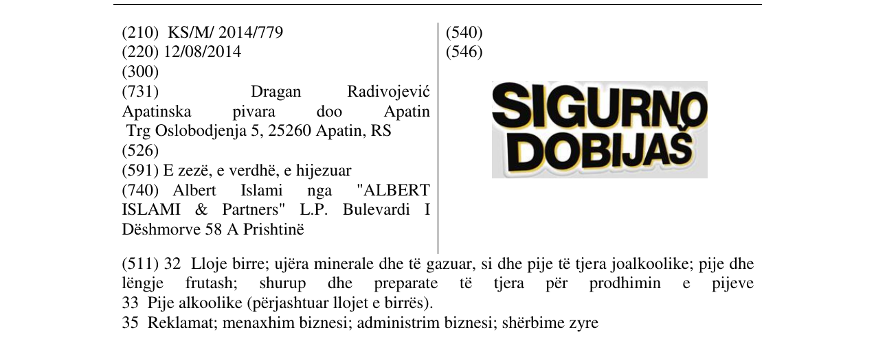 Zëri i markës SIGURNO DOBIJAS në buletin