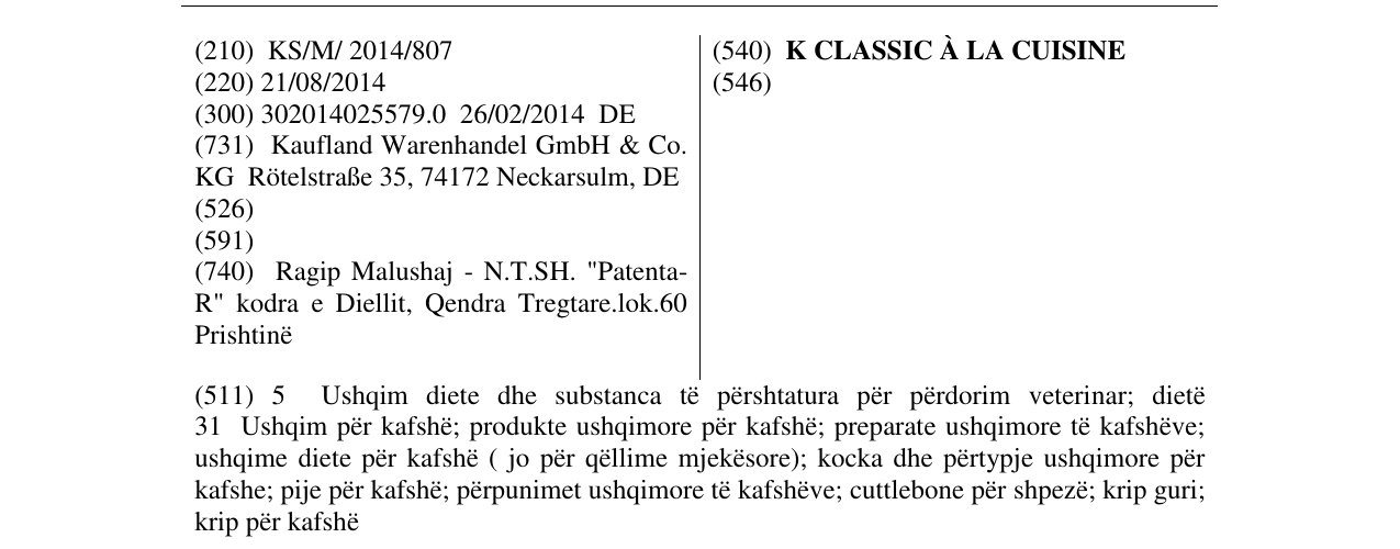 Zëri i markës K CLASSIC À LA CUISINE në buletin