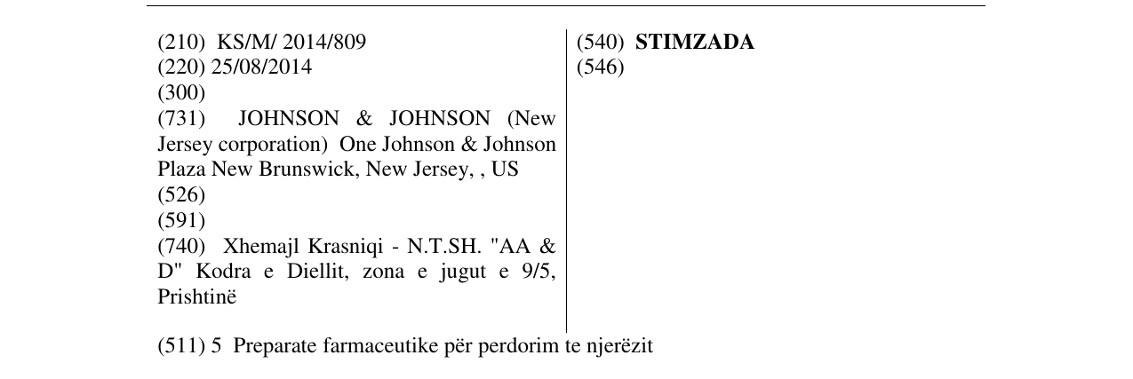 Zëri i markës STIMZADA në buletin