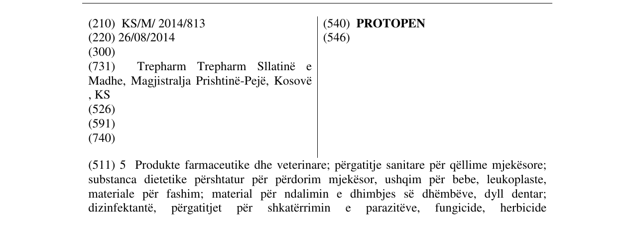 Zëri i markës PROTOPEN në buletin