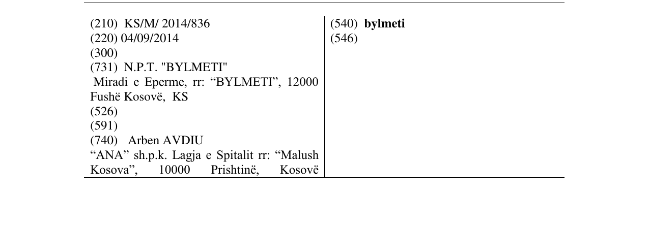 Zëri i markës bylmeti në buletin