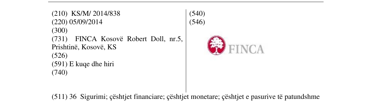 Zëri i markës FINCA në buletin