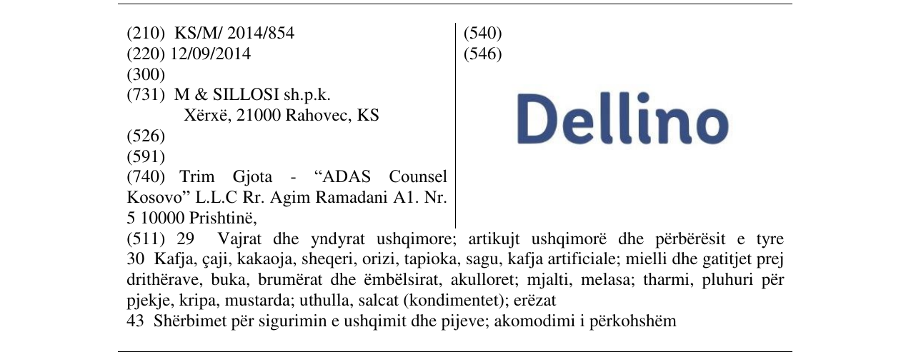 Zëri i markës Dellino në buletin