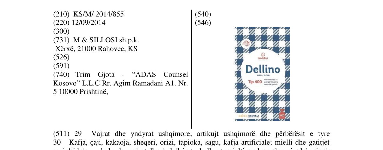 Zëri i markës Dellino 1 kg në buletin