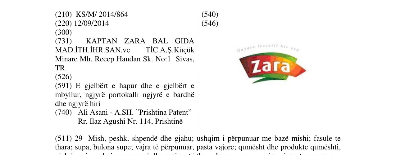 Zëri i markës Zara në buletin