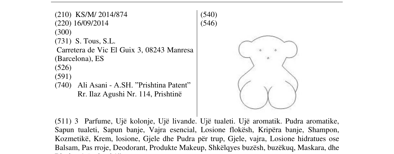Zëri i markës HIJA E ARIUT në buletin