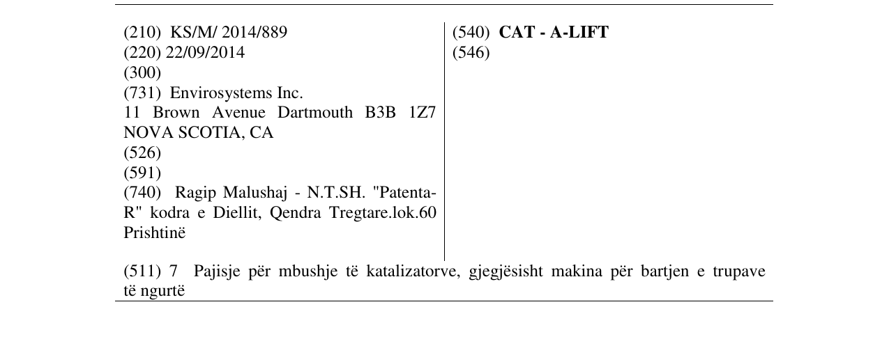 Zëri i markës CAT - A-LIFT në buletin