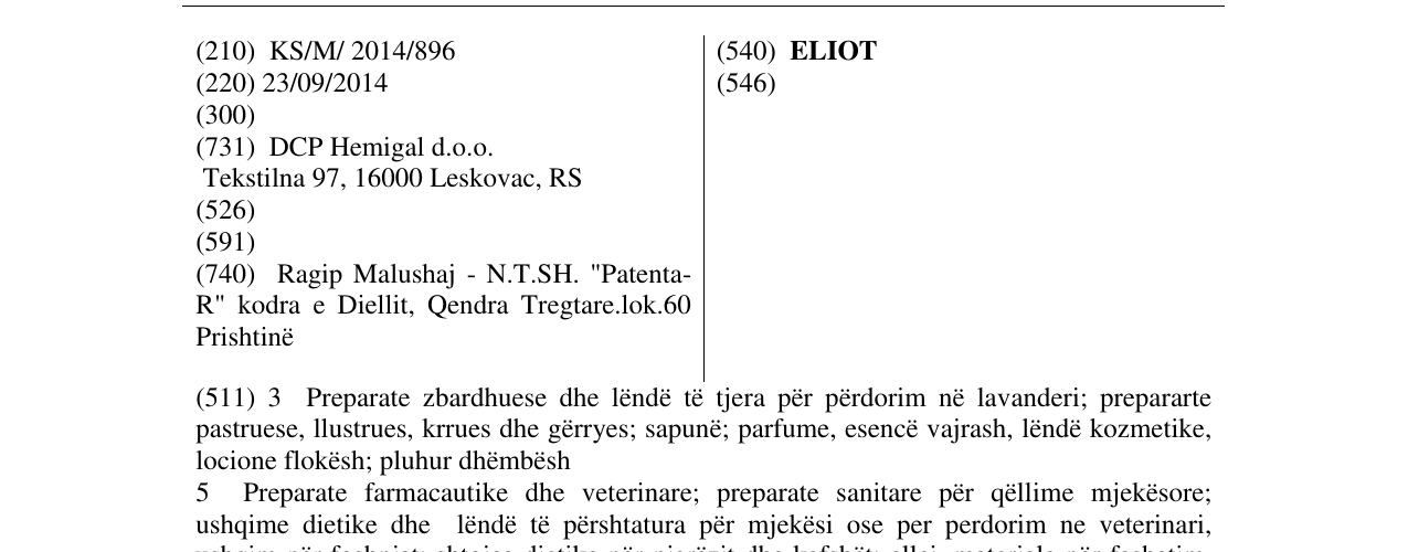 Zëri i markës ELIOT në buletin