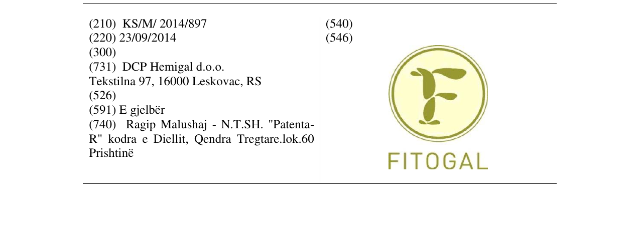 Zëri i markës FITOGAL në buletin