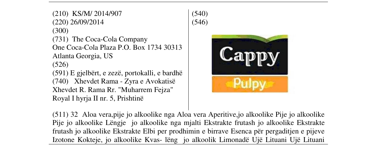 Zëri i markës Cappy Pulpy në buletin