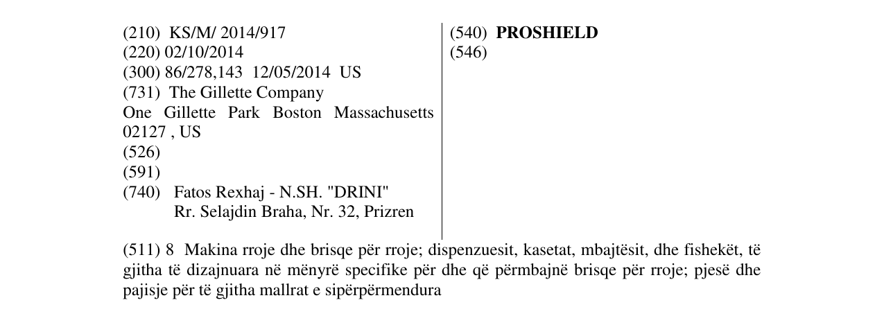 Zëri i markës PROSHIELD në buletin