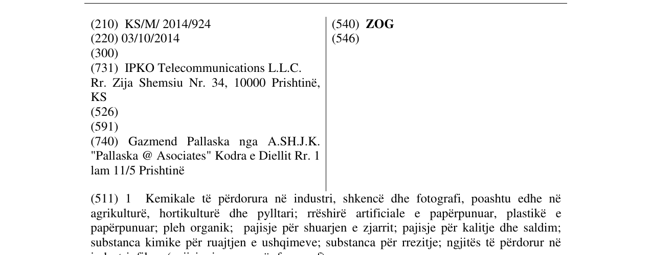 Zëri i markës ZOG në buletin