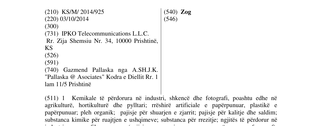 Zëri i markës Zog në buletin