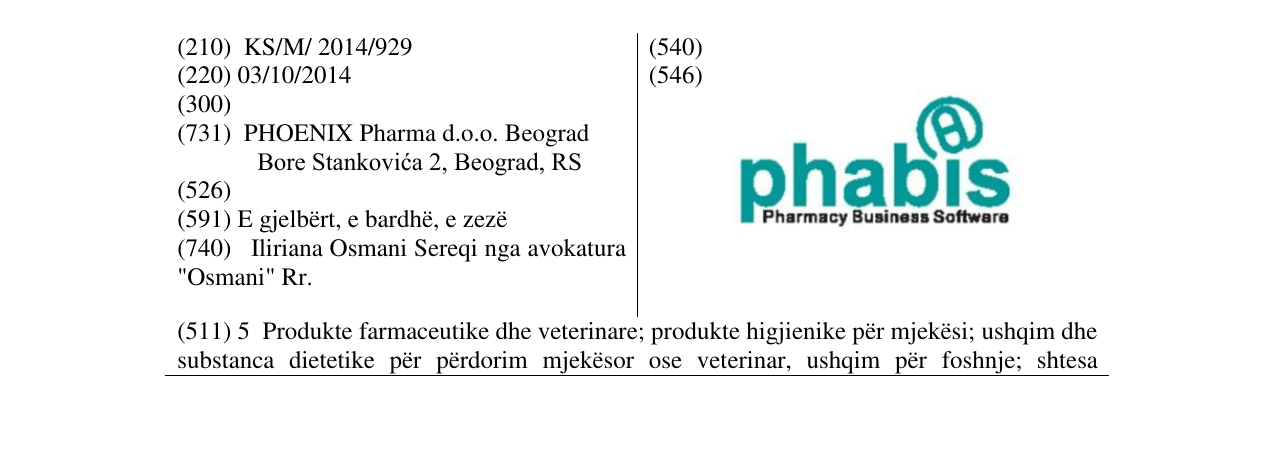 phabis Pharmacy Business Software markasının bültendeki kaydı