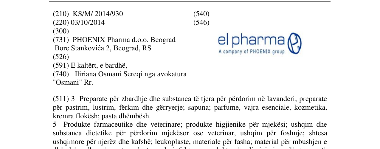 Zëri i markës el pharma në buletin