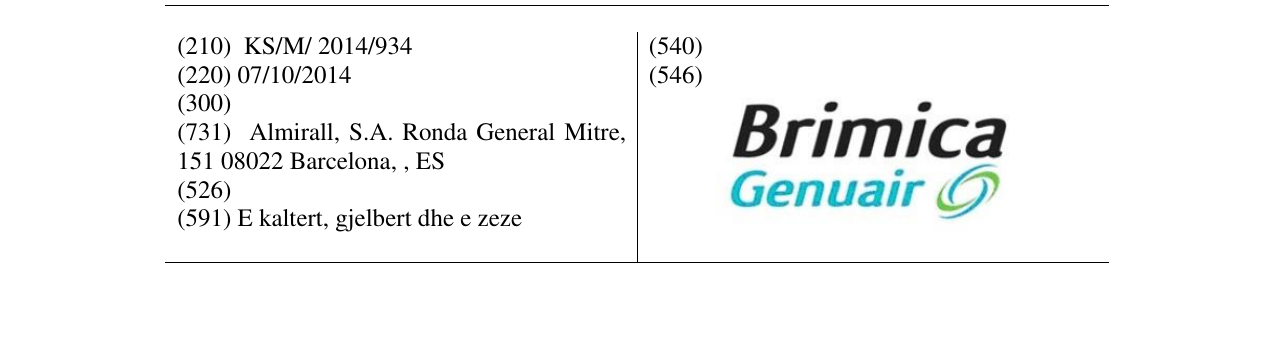 Zëri i markës Brimica Genuair në buletin