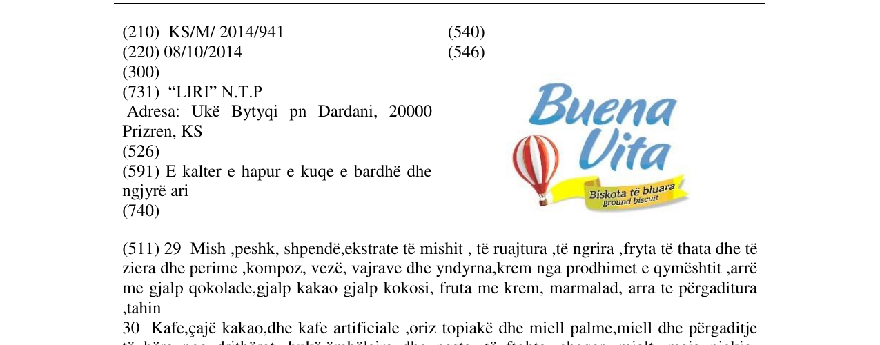 Zëri i markës Buena Vita në buletin