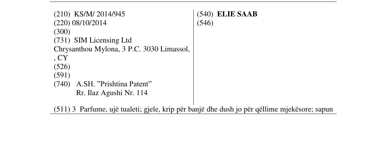Zëri i markës ELIE SAAB në buletin