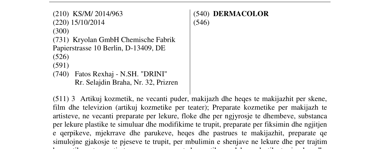 Zëri i markës DERMACOLOR në buletin