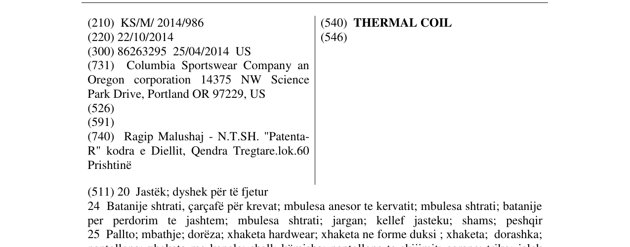Zëri i markës THERMAL COIL në buletin