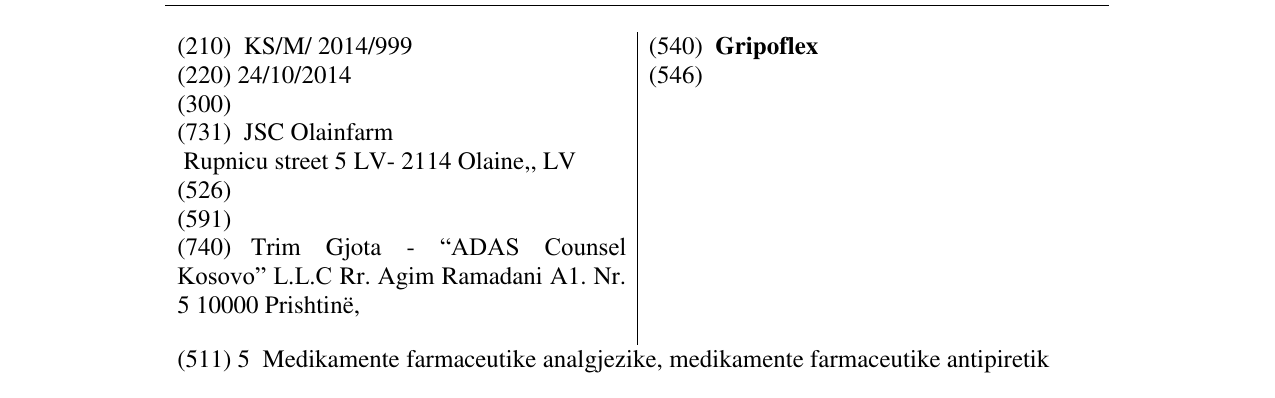 Zëri i markës Gripoflex në buletin