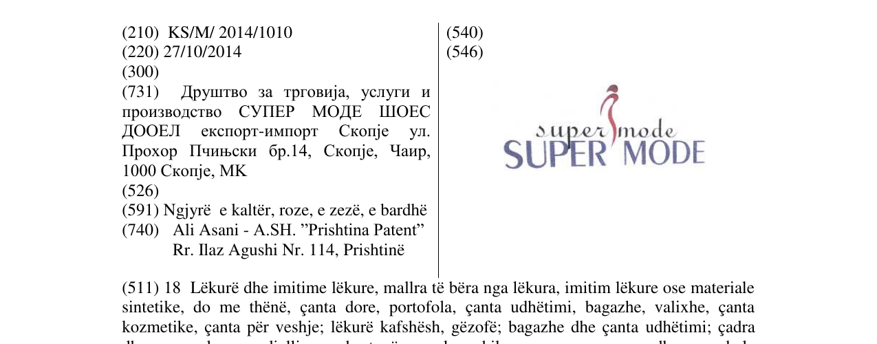 Zëri i markës SUPER MODE në buletin
